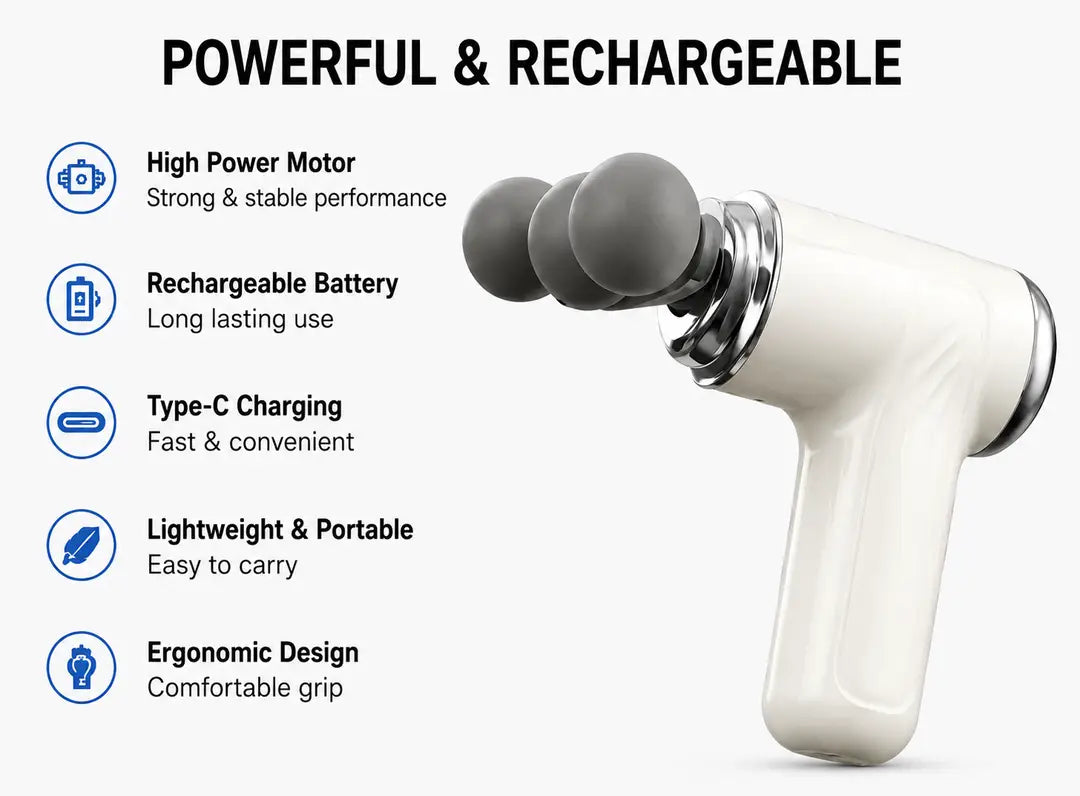 Blueidea BLD-130 Fascia Massage Gun – Deep Tissue Percussion Massager, 9 Massage Heads, 5 Speed Levels