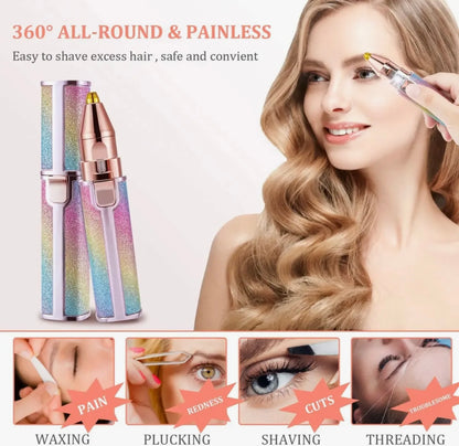2 in 1 Rechargeable Eyebrow Trimmer & Facial Hair Remover for Women