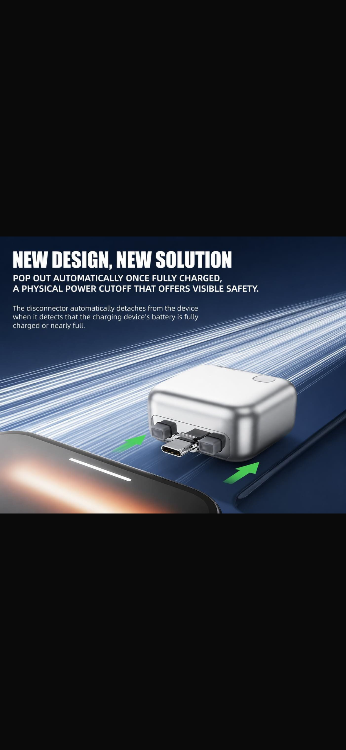 140W Universal Auto Disconnect Charger Adapter Cable, Type-C Mobile Fast Charging Separator with Full Charge Auto Cut for Night Charging