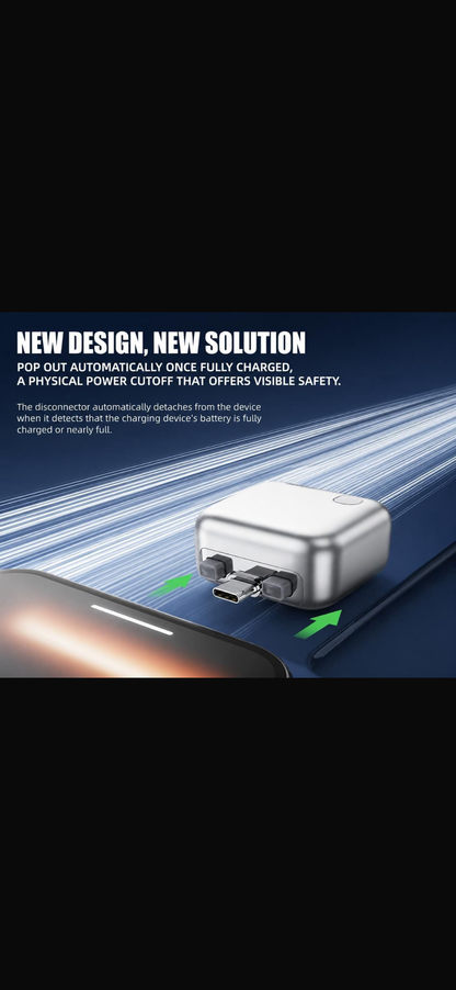 140W Universal Auto Disconnect Charger Adapter Cable, Type-C Mobile Fast Charging Separator with Full Charge Auto Cut for Night Charging