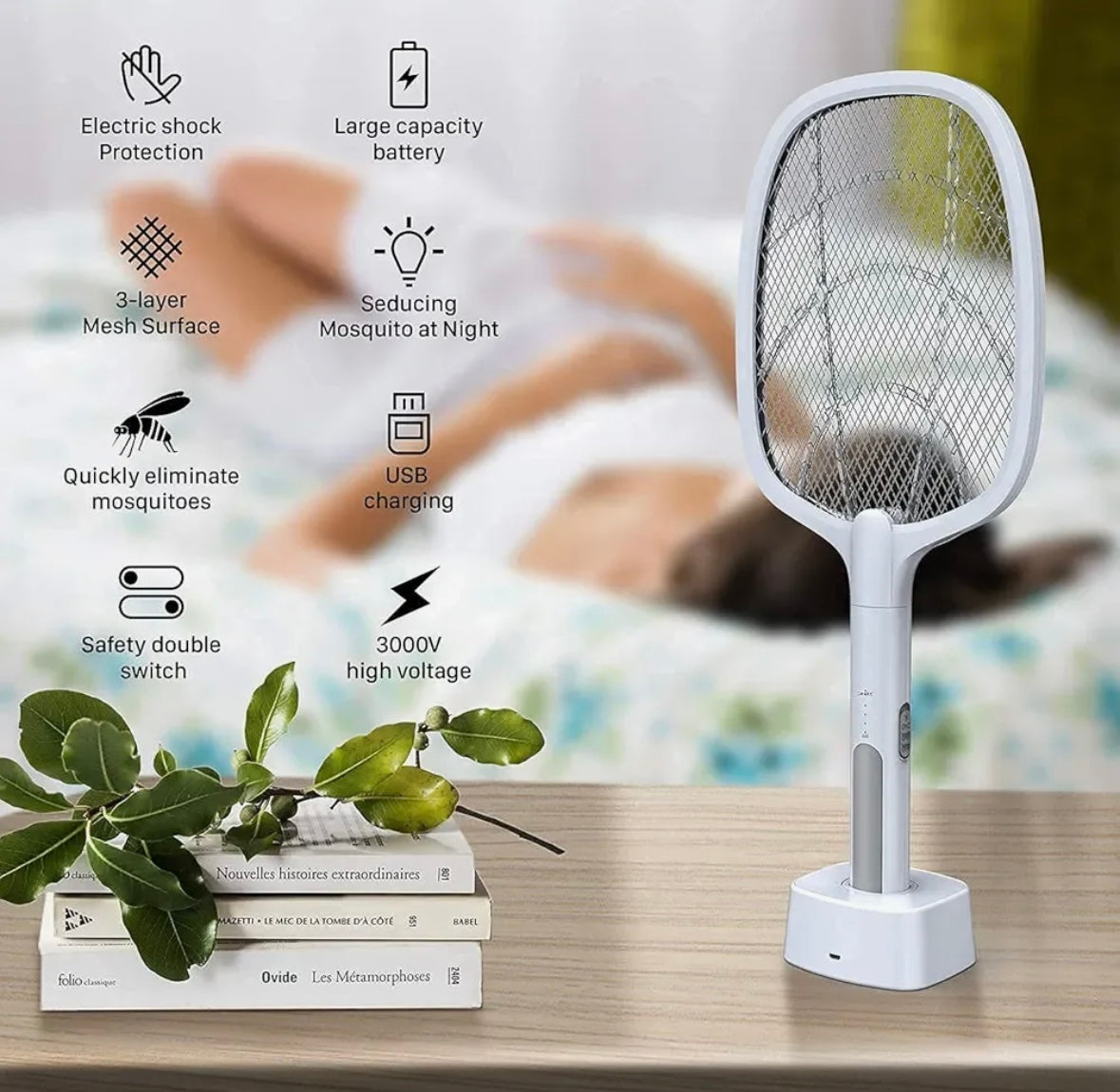 Mosquito Killer Racquet Lamp Pocket Size Mosquito Killer Lamp Night Bulb Mosquito Catcher
