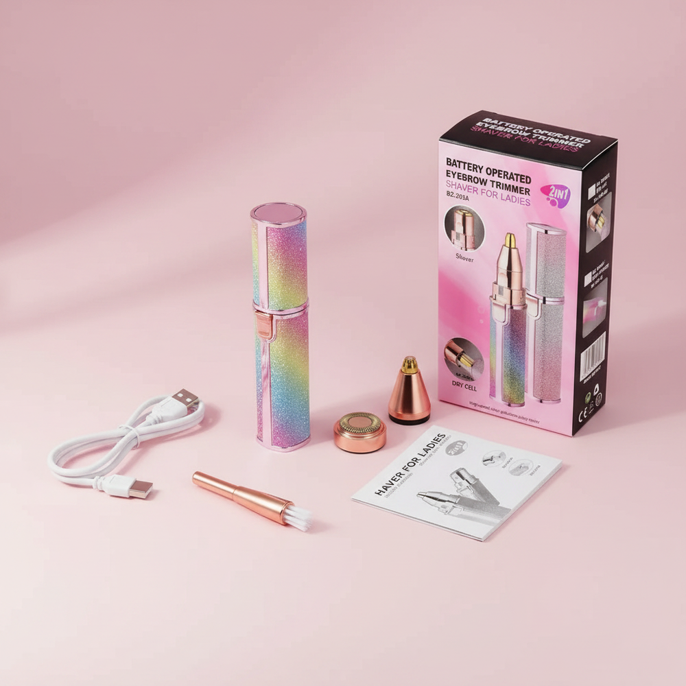 2 in 1 Rechargeable Eyebrow Trimmer & Facial Hair Remover for Women