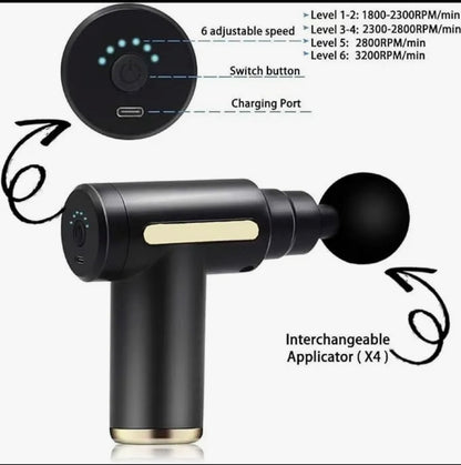 Massage Gun Rechargeable Percussion Muscle Massager with 4 Massage Heads
